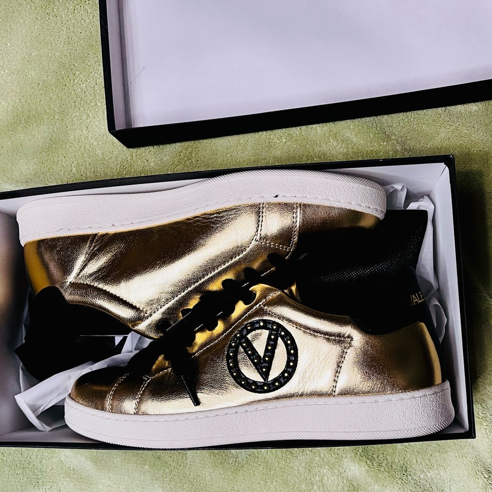 Valentino Gold and Black Sneakers with Metallic Finish - Picture 7 of 16